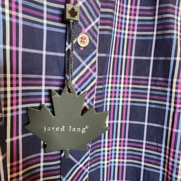 NWT Jared Lang Purple Plaid Roll Tab Sleeve Button down shirt. Men's size 3XL - Picture 10 of 16